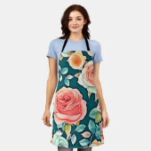 Elegante Rose Bloom Design Schürze (Getragen)