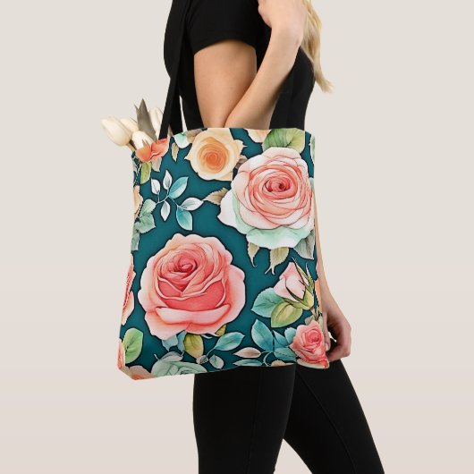 Elegante Rose Bloom Design Tasche (Von Nahem)