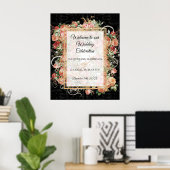 Elegante Rose Bloral Black Blush Begrüßung Poster (Heimbüro)