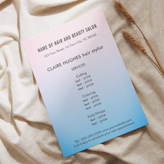 Elegante Rose Blue Gradient Beauty Salon Flyer