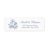 Elegante Rose Blue Wedding Rücksendeadresse (Vorne)