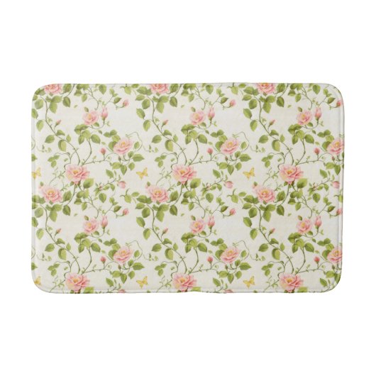 Elegante Rose Blüh Badematte (Vorderseite)
