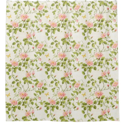 Elegante Rose Blüh Duschvorhang (Vorderseite)