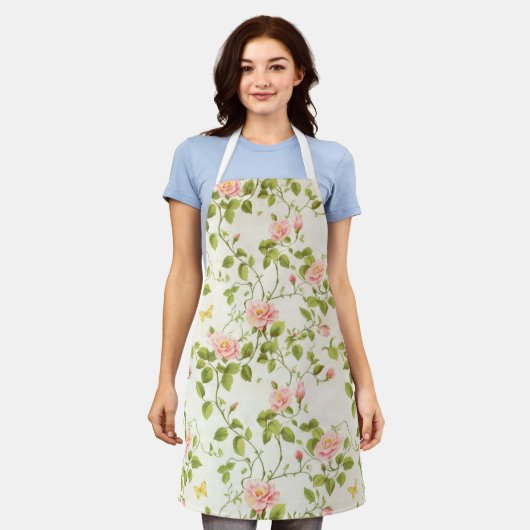 Elegante Rose Blüh Schürze (Getragen)
