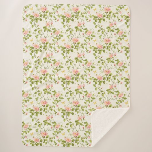 Elegante Rose Blüh Sherpadecke (Vorderseite)