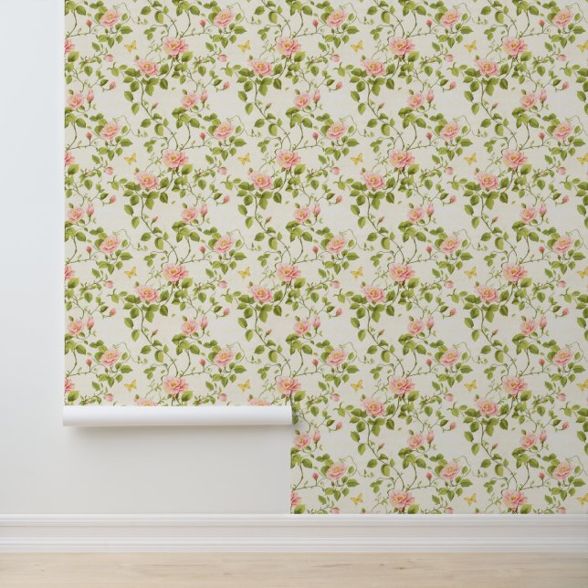 Elegante Rose Blüh Tapete (Anwendung)