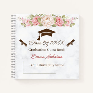 Elegante Rose Blume Anpassbarer Abschluss Notizblock