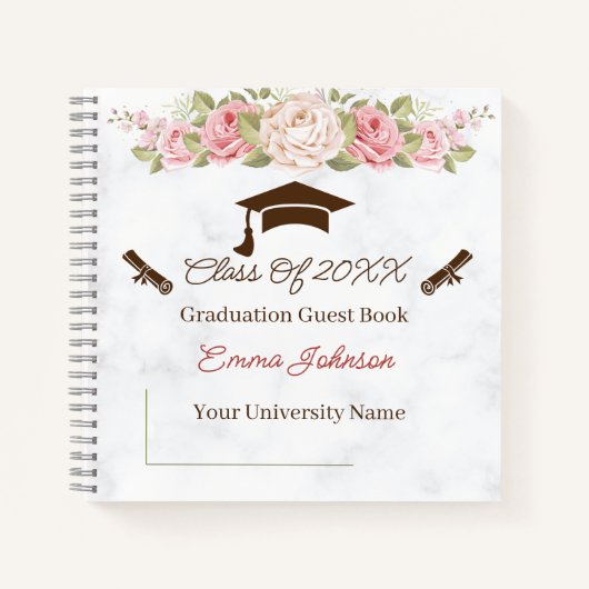 Elegante Rose Blume Anpassbarer Abschluss Notizblock (Vorderseite)