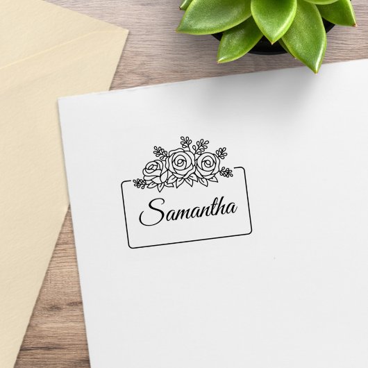 Elegante Rose Blume Bouquet Frame Individuelle Nam Gummistempel