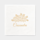 Elegante Rose Blume Bouquet Individuelle Name Servietten Mit Folie (Vorderseite)