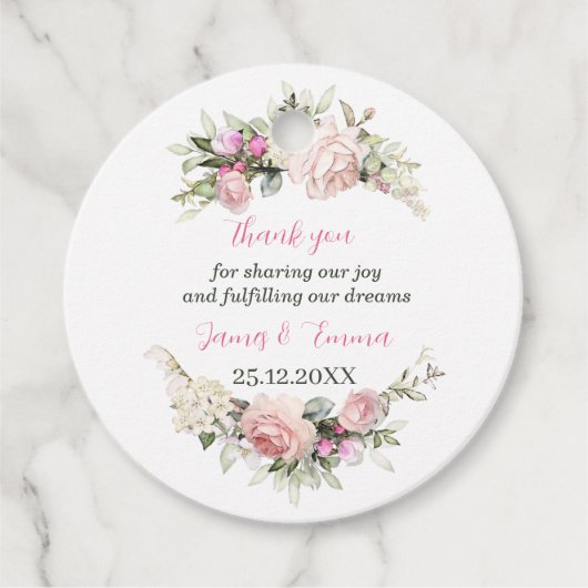 Elegante Rose Blume Custom Wedding Geschenkanhänger (Vorderseite)