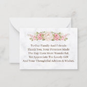 Elegante Rose Blume Custom Wedding Vielen Dank Mitteilungskarte (Rückseite)