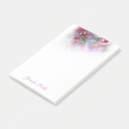 Elegante Rose Blume Handschrift Post-it Klebezettel (angewinkelt)