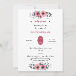 Elegante Rose Blume individuell auf die Babydusche Einladung