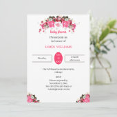 Elegante Rose Blume individuelle Babydusche Einladung (Stehend Vorderseite)