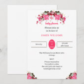 Elegante Rose Blume individuelle Babydusche Einladung (Vorne/Hinten)