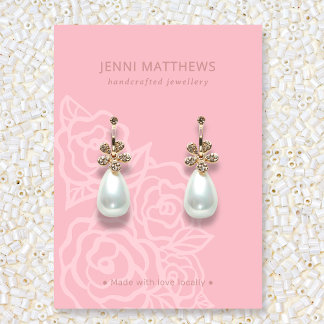 Elegante Rose Blume Lachs Rosa Ohrendarstellung Visitenkarte