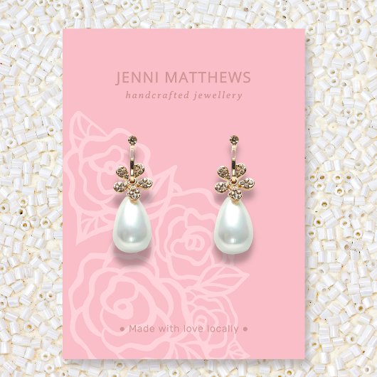 Elegante Rose Blume Lachs Rosa Ohrendarstellung Visitenkarte