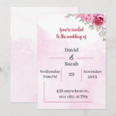 Elegante Rose Blume maßgeschneiderte Hochzeit Einladung (Vorne/Hinten)