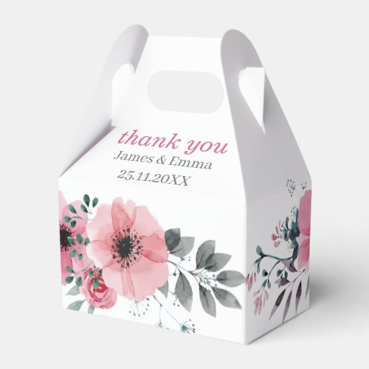 Elegante Rose Blume maßgeschneiderte Hochzeit Geschenkschachtel (Vorderseite)
