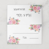 Elegante Rose Blume Personalisiert Hochzeitstisch Platzkarte (Außenseite Aufgefaltet)