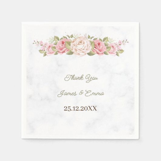 Elegante Rose Blume Personalisiert Serviette (Vorderseite)
