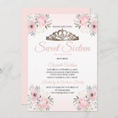 Elegante Rose Blumen Rosa Rosa 2 Süß 16 Einladung (Vorne/Hinten)