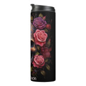 Elegante Rose Blumen Skull Personalisiert Thermosbecher (Nach rechts gedreht)
