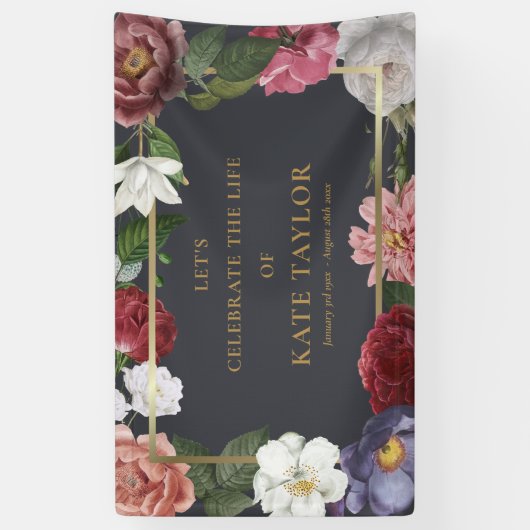 Elegante Rose Blumenbeerdigung Verbot Banner (Vertikal)