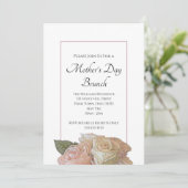 Elegante Rose Blumenbrunch Einladung (Stehend Vorderseite)