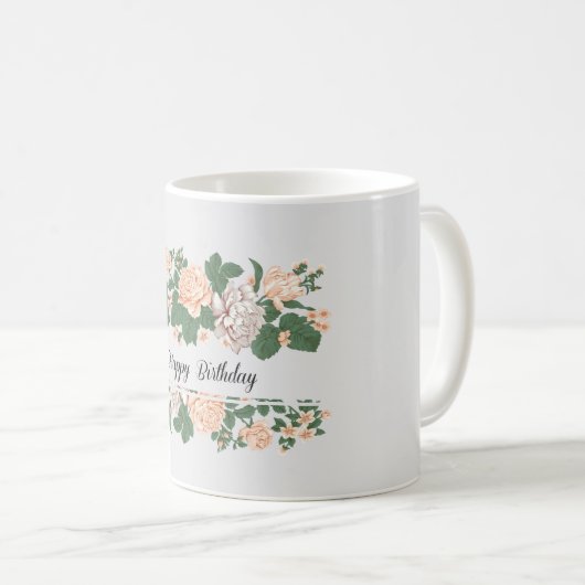 Elegante Rose Blumengeburtstag Tasse (VorderseiteRechts)