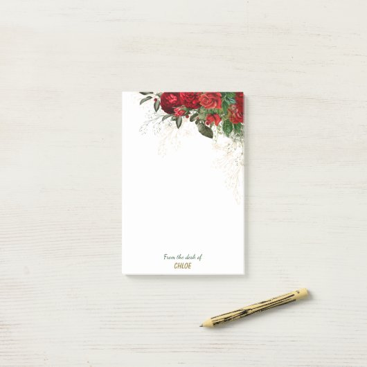 Elegante Rose Blumengestein Post-it Klebezettel (Auf Schreibtisch)