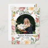 Elegante Rose Blumenkohl Abschluss Einladung Postkarte (Vorne/Hinten)