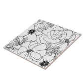 Elegante Rose Blumenlinie Zeichnend Design Fliese (Seite)
