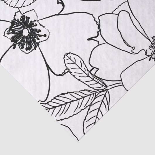 Elegante Rose Blumenlinie Zeichnend Design Seidenpapier (Ausschnitt)