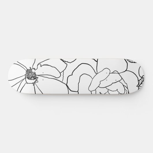 Elegante Rose Blumenlinie Zeichnend Design Skateboard (Horizontal)