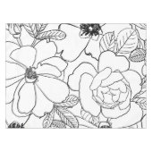 Elegante Rose Blumenlinie Zeichnend Design Tischdecke (Vorderseite (Horizontal))