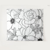Elegante Rose Blumenlinie Zeichnend Design Wandteppich (Vorderseite (Horizontal))