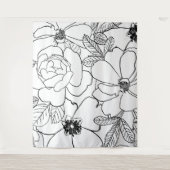 Elegante Rose Blumenlinie Zeichnend Design Wandteppich (Vorderseite)