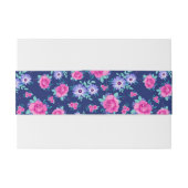 Elegante Rose Blumenrosa Lila blaues Muster Einladungsbanderole (Rückseitenbeispiel)