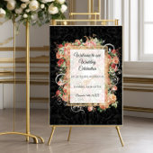 Elegante Rose Blumenschwarz Begrüßung Poster