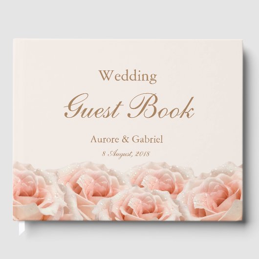 Elegante Rose Blush Champagne Wedding Gästebuch (Vorderseite)