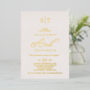Elegante Rose Blush Monogram Wedding Folieneinladung