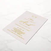 Elegante Rose | Blush Monogram Wedding Folieneinladung (Gedreht)