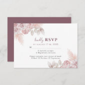 Elegante Rose Blush Pink Floral Wedding RSVP (Vorne/Hinten)