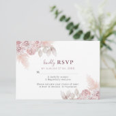 Elegante Rose Blush Pink Floral Wedding RSVP Karte (Stehend Vorderseite)