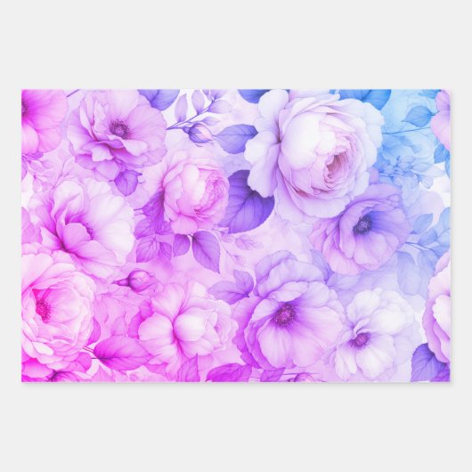 Elegante Rose Blüten Geschenkpapier Set (Vorderseite 3)