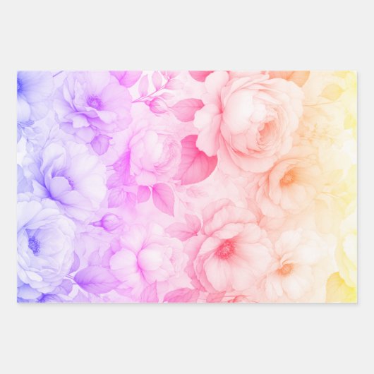 Elegante Rose Blüten Geschenkpapier Set (Vorderseite 2)