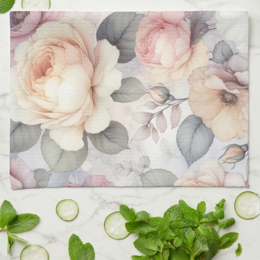 Elegante Rose Blüten Geschirrtuch (Gefaltet)