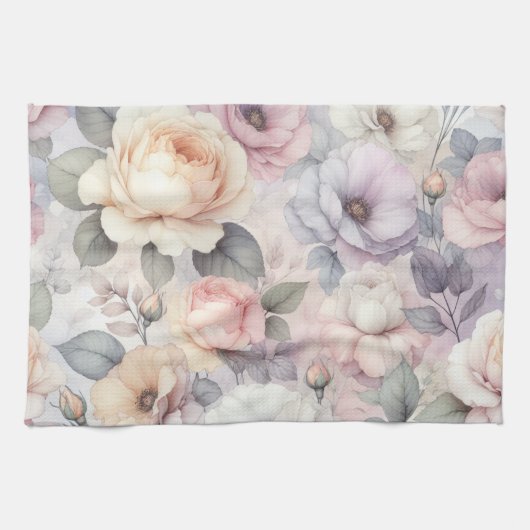 Elegante Rose Blüten Geschirrtuch (Horizontal)